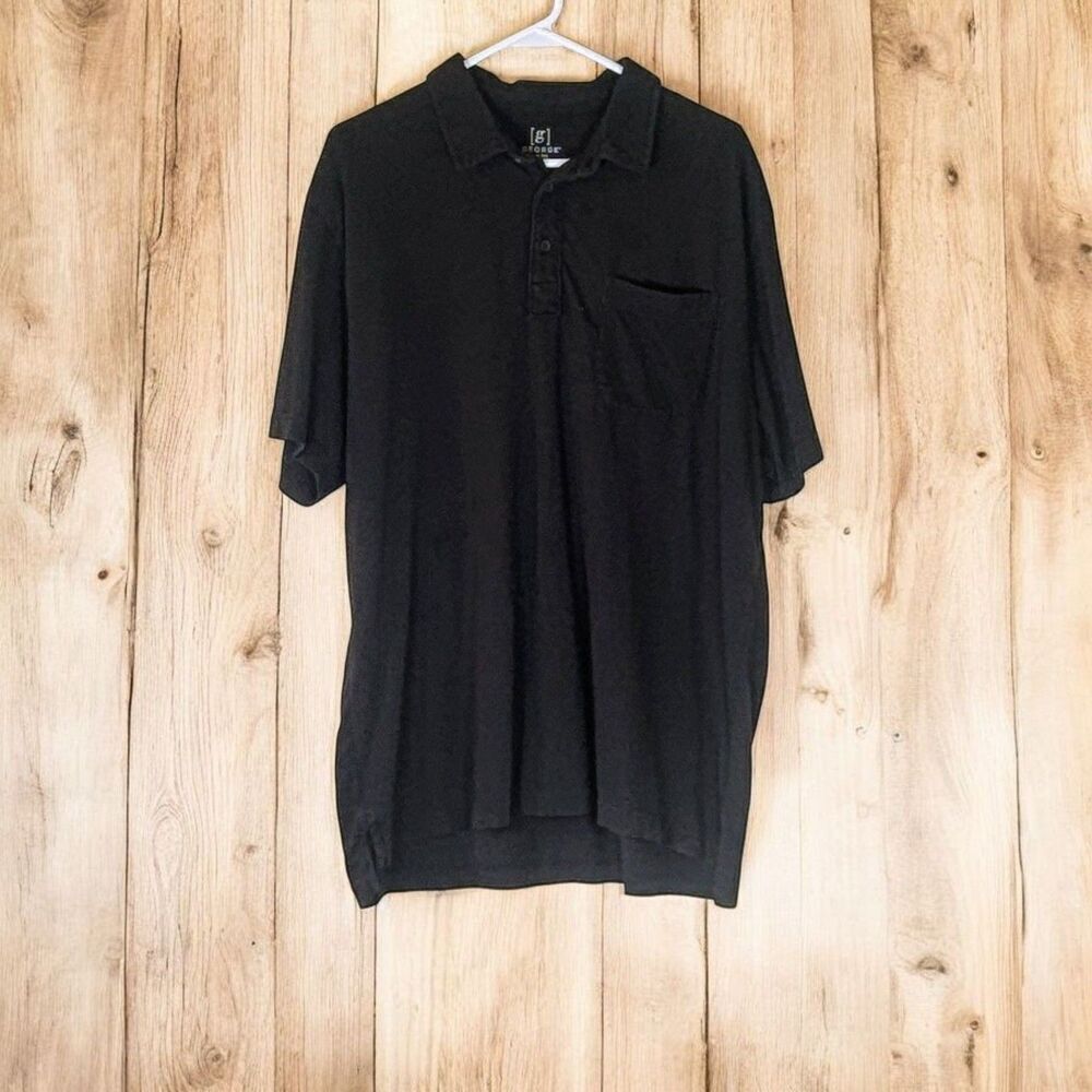 George 100% Cotton Polo Shirt Men's XL Black Short Sleeve Golf Rugby Casual